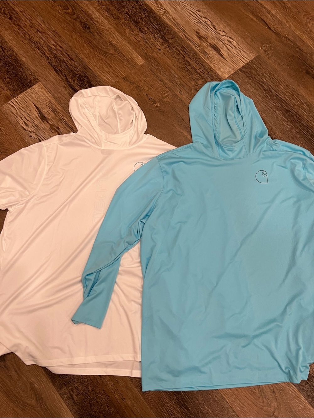 Carhartt Men’s Hooded Performance Tops - White & Light Blue (2 shirts)